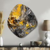 Bliss Of Happiness In Gray And Yellow - Asymmetric Metal Wall Art