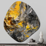 Bliss Of Happiness In Gray And Yellow - Asymmetric Metal Wall Art