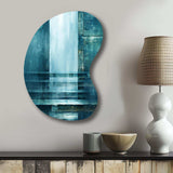 Door To The Other Side Turquoise Riverside I - Asymmetric Metal Wall Art