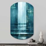 Door To The Other Side Turquoise Riverside I - Asymmetric Metal Wall Art