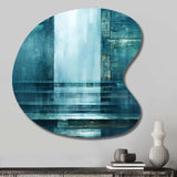 Door To The Other Side Turquoise Riverside I - Asymmetric Metal Wall Art