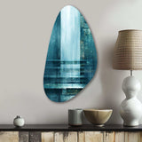 Door To The Other Side Turquoise Riverside I - Asymmetric Metal Wall Art