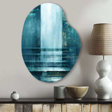 Door To The Other Side Turquoise Riverside I - Asymmetric Metal Wall Art