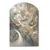 Fractal Whirl In Retro Gold And White - Asymmetric Metal Wall Art