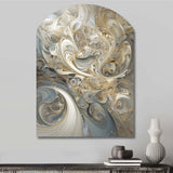 Fractal Whirl In Retro Gold And White - Asymmetric Metal Wall Art