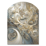 Fractal Whirl In Retro Gold And White - Asymmetric Metal Wall Art