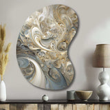 Fractal Whirl In Retro Gold And White - Asymmetric Metal Wall Art