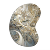 Fractal Whirl In Retro Gold And White - Asymmetric Metal Wall Art