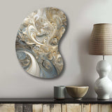 Fractal Whirl In Retro Gold And White - Asymmetric Metal Wall Art