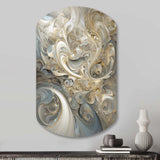 Fractal Whirl In Retro Gold And White - Asymmetric Metal Wall Art