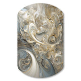 Fractal Whirl In Retro Gold And White - Asymmetric Metal Wall Art