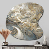 Fractal Whirl In Retro Gold And White - Asymmetric Metal Wall Art