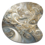 Fractal Whirl In Retro Gold And White - Asymmetric Metal Wall Art