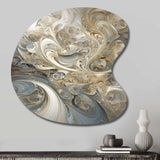 Fractal Whirl In Retro Gold And White - Asymmetric Metal Wall Art