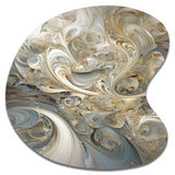 Fractal Whirl In Retro Gold And White - Asymmetric Metal Wall Art