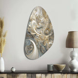 Fractal Whirl In Retro Gold And White - Asymmetric Metal Wall Art