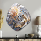 Cosmic Fractal Flowers In Light Blue - Asymmetric Metal Wall Art