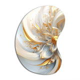 Whirling While Glam Fractals In Gold And White I - Asymmetric Metal Wall Art