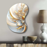 Whirling While Glam Fractals In Gold And White I - Asymmetric Metal Wall Art