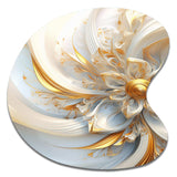 Whirling While Glam Fractals In Gold And White I - Asymmetric Metal Wall Art