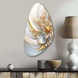 Whirling While Glam Fractals In Gold And White I - Asymmetric Metal Wall Art