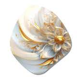 Whirling While Glam Fractals In Gold And White I - Asymmetric Metal Wall Art