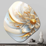 Whirling While Glam Fractals In Gold And White I - Asymmetric Metal Wall Art