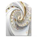 Whirling While Glam Fractals In Gold And White III - Asymmetric Metal Wall Art