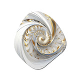 Whirling While Glam Fractals In Gold And White III - Asymmetric Metal Wall Art