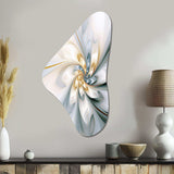 Fractal Flower Tender White Sensitivity I - Asymmetric Metal Wall Art