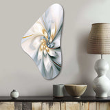 Fractal Flower Tender White Sensitivity I - Asymmetric Metal Wall Art