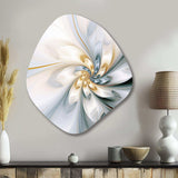 Fractal Flower Tender White Sensitivity I - Asymmetric Metal Wall Art