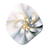 Fractal Flower Tender White Sensitivity I - Asymmetric Metal Wall Art