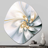 Fractal Flower Tender White Sensitivity I - Asymmetric Metal Wall Art