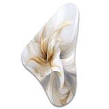 Fractal Flower Tender White Sensitivity II - Asymmetric Metal Wall Art