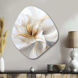 Fractal Flower Tender White Sensitivity II - Asymmetric Metal Wall Art