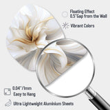 Fractal Flower Tender White Sensitivity II - Asymmetric Metal Wall Art