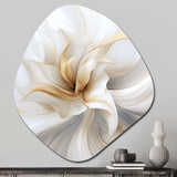 Fractal Flower Tender White Sensitivity II - Asymmetric Metal Wall Art