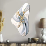 Fractal Flower Tender White Sensitivity IV - Asymmetric Metal Wall Art