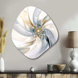 Fractal Flower Tender White Sensitivity IV - Asymmetric Metal Wall Art