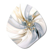 Fractal Flower Tender White Sensitivity IV - Asymmetric Metal Wall Art