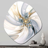 Fractal Flower Tender White Sensitivity IV - Asymmetric Metal Wall Art