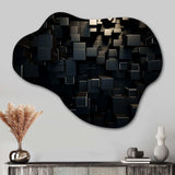 3D Black Brick Cube Dimensions - Asymmetric Metal Wall Art