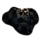 3D Black Brick Cube Dimensions - Asymmetric Metal Wall Art