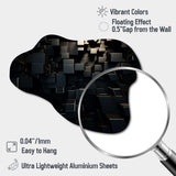 3D Black Brick Cube Dimensions - Asymmetric Metal Wall Art