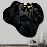 3D Black Brick Cube Dimensions - Asymmetric Metal Wall Art