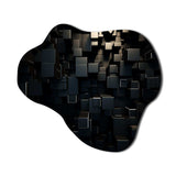 3D Black Brick Cube Dimensions - Asymmetric Metal Wall Art