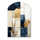 Organic Simplicity Minimal Geometry Navy Blue III - Asymmetric Metal Wall Art