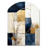 Organic Simplicity Minimal Geometry Navy Blue III - Asymmetric Metal Wall Art