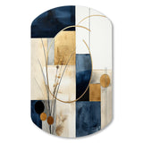 Organic Simplicity Minimal Geometry Navy Blue III - Asymmetric Metal Wall Art